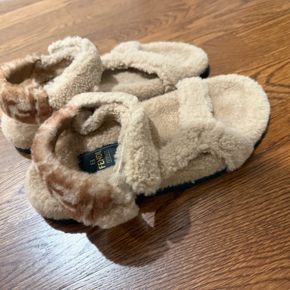 Fendi Tan Fuzzy Sandals - Picture 4 of 9